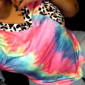 Tye dye t shirt with leopard